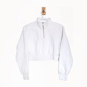 Aritzia TNA Quarter Zip White Cropped Sweater - Size Small